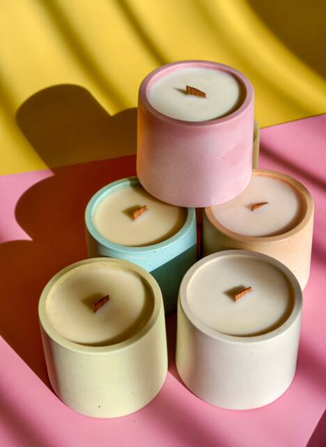 Concrete Candle, Colorful Cement Candles, 4 Oz Scented Soy Wax Gift For Her, Pastel Candles in Different Colors & Scents - image 1