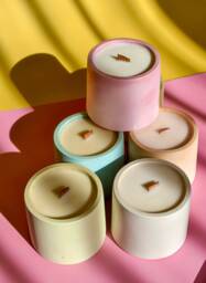 Handmade Concrete Soy Wax Candle, Crackling Wooden Wick, 4 Oz, Gift For Her, Available in Different Colors & Scents