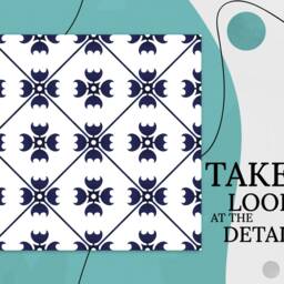 Maroccan Modern Tiles Background Vinyl Flooring, White Linoleum in Roll, Blue Abstract Decor, Minimalist Comfort Floor, Waterproof Material - thumbnail 2