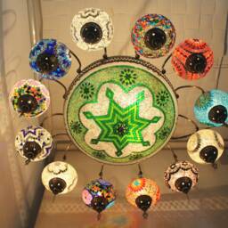 12 Ball Turkey Mosaic Chandelier, Foyer Lamp, Hallway Lamp, Mosaic Chandelier, Chandelier Lighting, Turkish Light, Hanging Lamp, Morocco Lighting - thumbnail 3