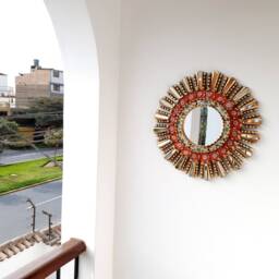"Peruvian Mirrors - ""Lime Red 45cm" - thumbnail 2