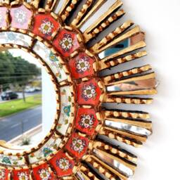 "Peruvian Mirrors - ""Lime Red 45cm" - thumbnail 3