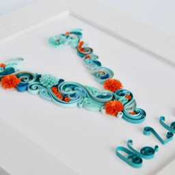 New Baby Boy Or Girl Initial Letter Wall Art, Baby's Birthday Gift, Blue Nursery Initial, Kids , Mom Gift For Son, Daughter - thumbnail 4
