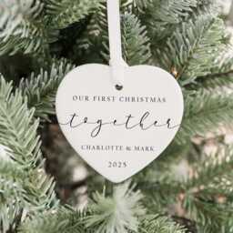 Personalised First Christmas Together Bauble - Ceramic Tree Decoration Gift Ornament Keepsake Minimal - thumbnail 4