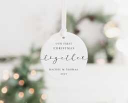 Personalised First Christmas Together Bauble - Ceramic Tree Decoration Gift Ornament Keepsake Minimal - thumbnail 1