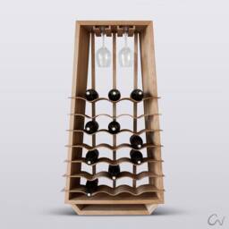 Wine Rack Rustic Bottle & Glass Holder For Kitchen Home Decor - Perfect Woodworking Gift Lovers Holiday - thumbnail 2