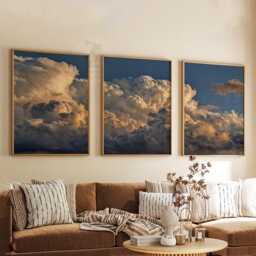 storm Cloud Wall Art Set Of 3 - Dramatic Sky Prints Moody Cloudscape Artwork Modern Atmospheric Decor For Living Room - thumbnail 3