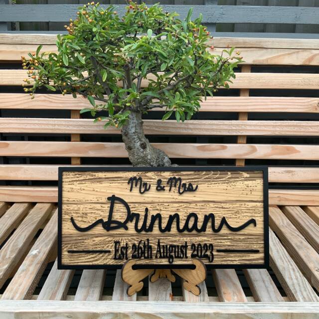 Custom Last Name Sign - Family Welcome Personalised Wood Mr & Mrs Indoor Rustic Wall Decor Housewarming Gift - image 1