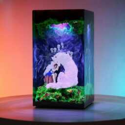 Premium Princess Mononoke Inspired Resin Lamp - Handmade Forest Spirit Led Light, Wolf Diorama Lamp, Studio Ghibli Gift, Fantasy Art Decor - thumbnail 2