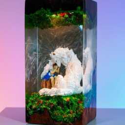 Premium Princess Mononoke Inspired Resin Lamp - Handmade Forest Spirit Led Light, Wolf Diorama Lamp, Studio Ghibli Gift, Fantasy Art Decor - thumbnail 3