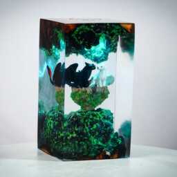 Premium Princess Mononoke Inspired Resin Lamp - Handmade Forest Spirit Led Light, Wolf Diorama Lamp, Studio Ghibli Gift, Fantasy Art Decor - thumbnail 4