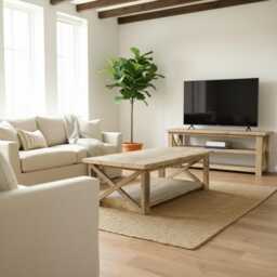 Winford Reclaimed Wood Coffee Table With X Design, Handmade Rustic Furniture - thumbnail 3