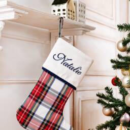 Personalized Plaid Christmas Stockings With Pompom Trimmed Cuff, Family Stockings, Tartan - thumbnail 3