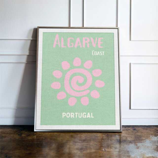 Algarve Portugal Travel Poster, Colourful Coastal Wall Art Print, Beach Decor, Holiday Gift - image 1