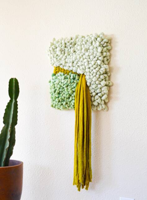Green Woven Wall Art - Small Textured Fiber Tapestry Modern Abstract Wool Hanging in Multiple Sizes - image 1