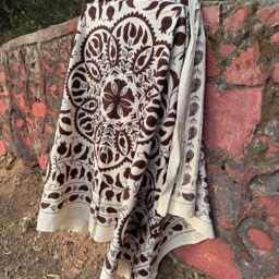 Authentic Suzani Quilt - Handcrafted Embroidered Bedding Statement Bedroom Decor - thumbnail 4