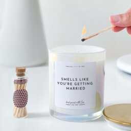 Smells Like You're Getting Married Scented Candle With Metal Lid Newlywed Gift For Her Him Engagement Gift Couple Congratulation - thumbnail 1