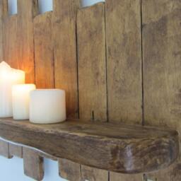 Large 76cm Reclaimed Pallet Wood Floating Shelf/Wine Rack Led Candle Holder Shabby Chic Country Cottage Furniture - thumbnail 3