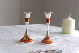 Candle Holders, Home Accessories, Stick, Judaica, Table Decoration Set, Jewish Wedding Gift, Shabbat Candlesticks, Centerpiece - thumbnail 1