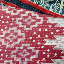 Handmade Floral Kantha Quilt Bean Bag Chair Bohemian Ottoman Pouf - thumbnail 4