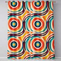 Abstract Wavy Layered Circular Lines Gradient Seamless Pattern Readymade Eyelet Ring Top Thermal 100% Blackout Curtains - thumbnail 2