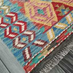 Kilim Rug Classic, Handmade Artisan Afghan Turkish Persian Rug, Navajo Moroccan Bohemian Flatweave, Natural Wool Multicolour 127x79 cm - thumbnail 3