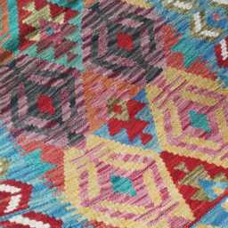 Kilim Rug Classic, Handmade Artisan Afghan Turkish Persian Rug, Navajo Moroccan Bohemian Flatweave, Natural Wool Multicolour 127x79 cm - thumbnail 4