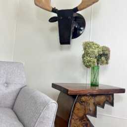 Reclaimed Wood & Steel Moose Wall Sculpture Large Faux Taxidermy Art - thumbnail 3