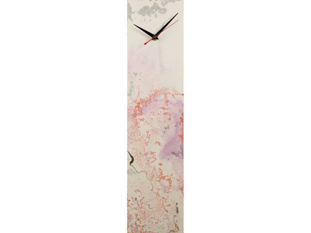 Modern Wall Clock Lilac Silver Glass Art, Gift For New Home, Unusual Decor Pink Living Room, Bedroom - image 1