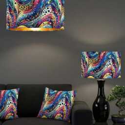 Handmade By Order Luxury Multicoloured Abstract Art Leopard Print Drum Velvet Lamp Shade Pendant Light All Shapes & Sizes Avail - thumbnail 4