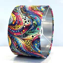 Handmade By Order Luxury Multicoloured Abstract Art Leopard Print Drum Velvet Lamp Shade Pendant Light All Shapes & Sizes Avail - thumbnail 3