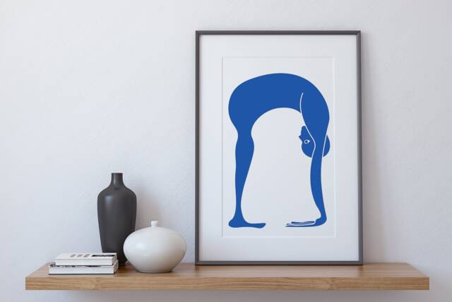 Uttanasana Yoga Pose, Poster, Wall Decor, Scandinavian Print, Minimalist Gift For Lover, Blue Modern Art - image 1