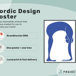 Uttanasana Yoga Pose, Poster, Wall Decor, Scandinavian Print, Minimalist Gift For Lover, Blue Modern Art - thumbnail 2