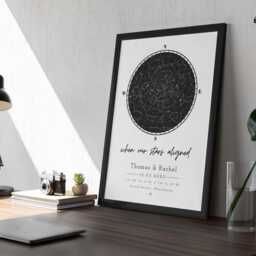 Personalised Night Sky Star Map Print & Frame Gift The We Met Anniversary Engagement First Date Where It Began Valentine's Astrology - thumbnail 3