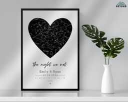 Personalised Night Sky Star Map Print & Frame Gift The We Met Anniversary Engagement First Date Where It Began Valentine's Astrology - thumbnail 1