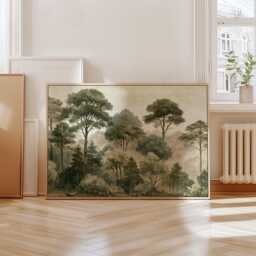 Green Forest Poster, Vintage Woodland Print, Landscape Wall Art, Paper - thumbnail 4