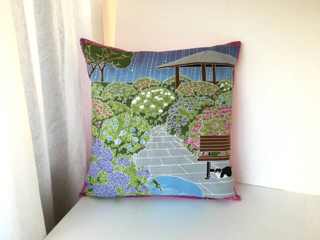 Cat Pillow Cover, Hydrangea Field Sofa Bedding Throw, Cotton Animal Pillow, Japanese Cover - image 1