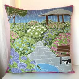Cat Pillow Cover, Hydrangea Field Sofa Bedding Throw, Cotton Animal Pillow, Japanese Cover - thumbnail 2