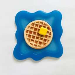 Waffle & Syrup Wall Hanging Funky Food Decor On Glitter Tray