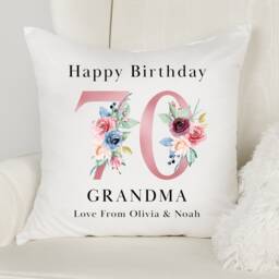 Personalised 70Th Birthday Cushion Pillow - Custom Message Gifts & Unique Present Ideas For Mum, Grandma, Auntie, Sister Or Friend - thumbnail 2