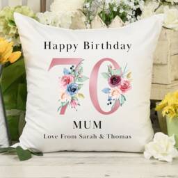 Personalised 70Th Birthday Cushion Pillow - Custom Message Gifts & Unique Present Ideas For Mum, Grandma, Auntie, Sister Or Friend - thumbnail 3