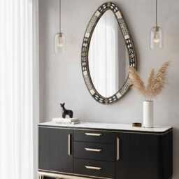 Asymmetrical Wall Mirror - Bathroom Cow Bone Inlay - thumbnail 2