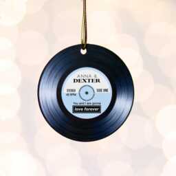Personalised Oasis Christmas Tree Decoration, Custom Bauble, Vinyl Bauble For Couples - thumbnail 3