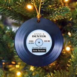 Personalised Oasis Christmas Tree Decoration, Custom Bauble, Vinyl Bauble For Couples