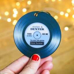 Personalised Oasis Christmas Tree Decoration, Custom Bauble, Vinyl Bauble For Couples - thumbnail 2