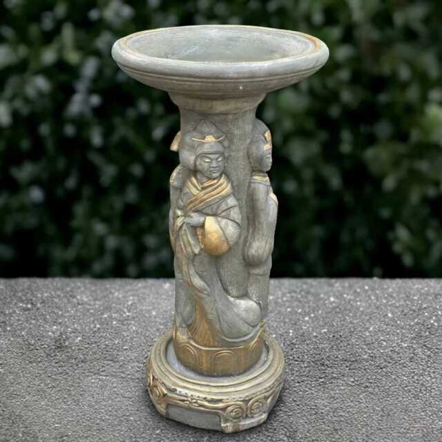 Asian Bird Bath Statue Oriental Garden Decoration Japanese Sculpture Zen Ornament Outdoor Yard Accent Bird Lover Gift Yard Art - image 1