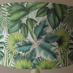 Palm Leaf Lampshade Shabby Chic Green & Off White Fatta Da Mamma Free Gift - thumbnail 3
