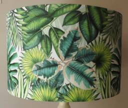 Palm Leaf Lampshade Shabby Chic Green & Off White Fatta Da Mamma Free Gift - thumbnail 1