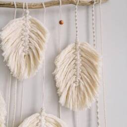 Macrame Leaf Wall Hanging, Boho Dorm Decor, Tapestry Art - thumbnail 2
