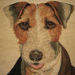 Thierry Poncelet Fox Terrier Brown Frame Woven Tapestry Cushion Cover Sham - thumbnail 2